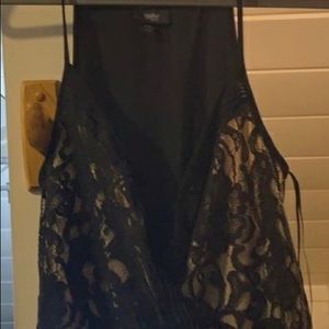 Jumpsuit Mossio Black & nude w/a nude see through lace top . Spaghetti straps.